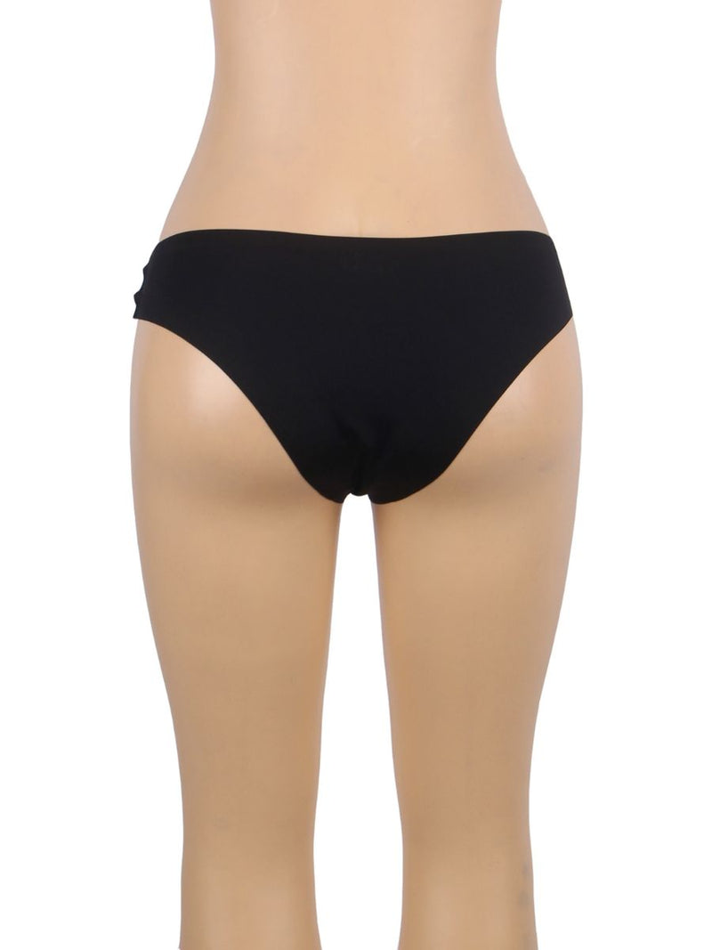 Μαύρο seamless εσώρουχο με μεταλλικές αγκράφες – Juicy String

