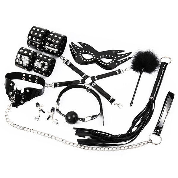 Ολοκληρωμένο Δερμάτινο Set BDSM 10 Τεμαχίων 🖤