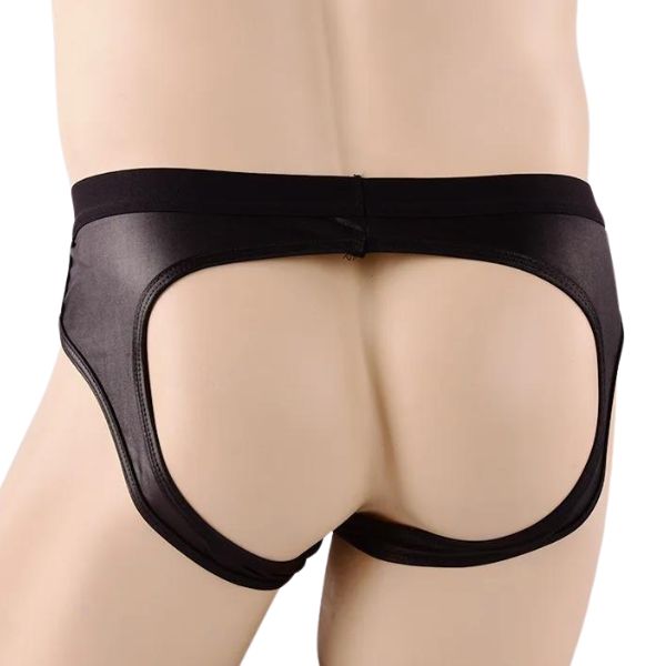 Μαύρο Δερμάτινο Jockstrap με Κρίκους