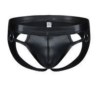 Μαύρο Δερμάτινο Jockstrap με Κρίκους