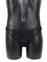 Ανδρικό μαύρο sexy thong με διάφανη ύφανση και hollow-out κόψιμο – Juicy String