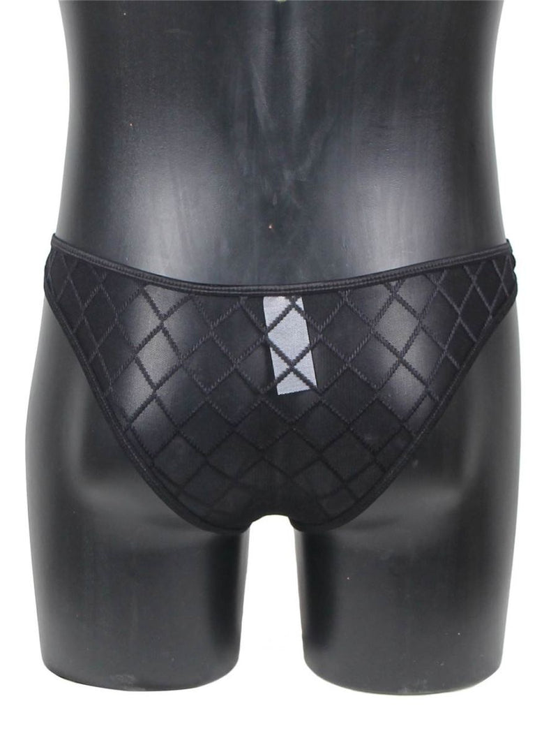 Ανδρικό μαύρο sexy thong με διάφανη ύφανση και hollow-out κόψιμο – Juicy String