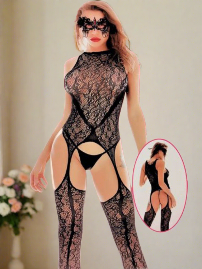 Διχτυωτό Bodystocking Κορμάκι με Καλτσοζαρτιέρες