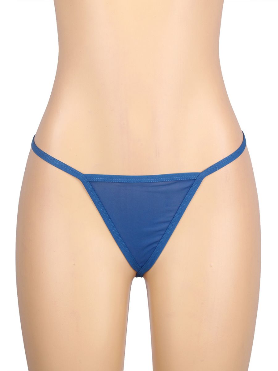 Μπλε sexy στολή αστυνομικίνας με ζαρτιέρες, φερμουάρ και χειροπέδες – Juicy String

