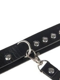 Ζώνη bondage με χειροπέδες – harness system σε μαύρη δερματίνη – Juicy String