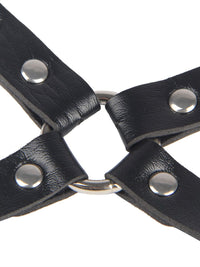 Ζώνη bondage με χειροπέδες – harness system σε μαύρη δερματίνη – Juicy String