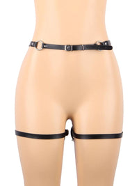 Ζώνη bondage με χειροπέδες – harness system σε μαύρη δερματίνη – Juicy String