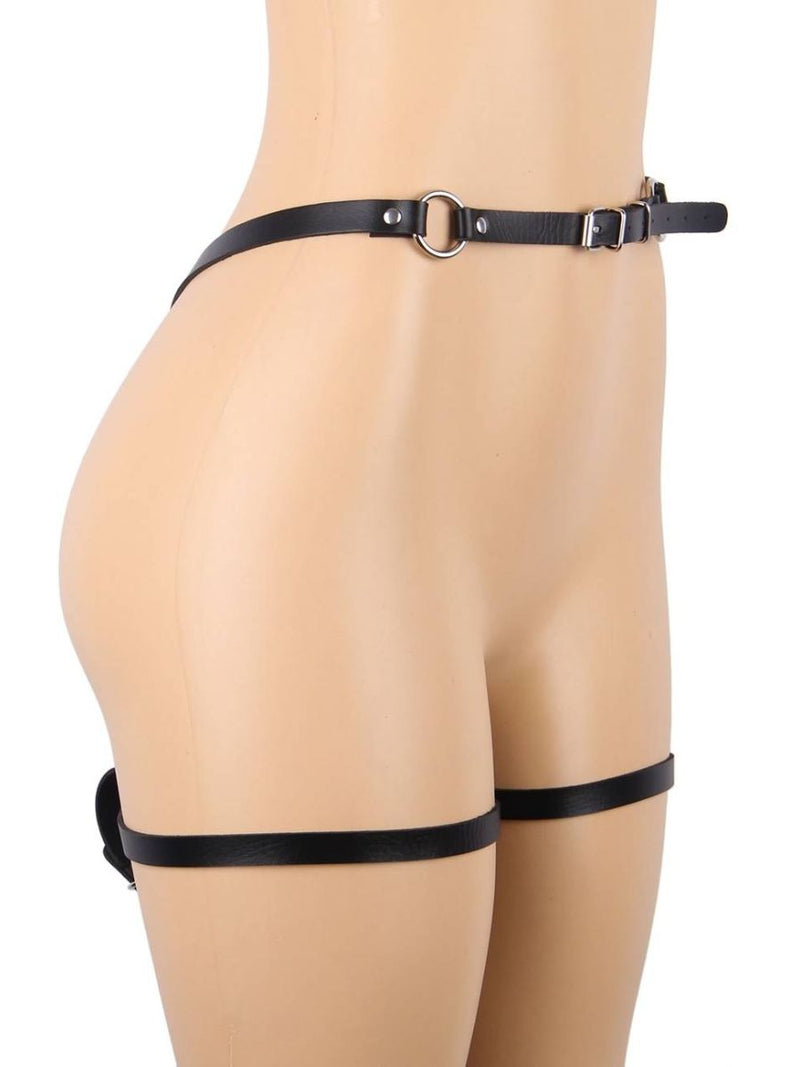 Ζώνη bondage με χειροπέδες – harness system σε μαύρη δερματίνη – Juicy String