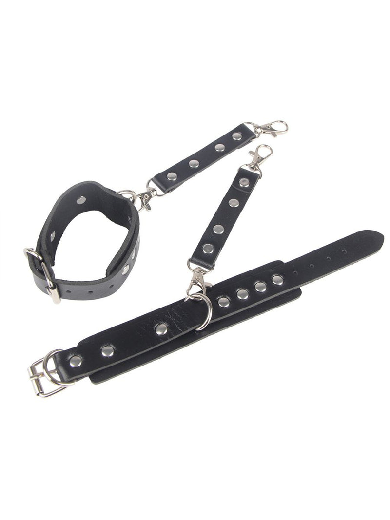 Ζώνη bondage με χειροπέδες – harness system σε μαύρη δερματίνη – Juicy String