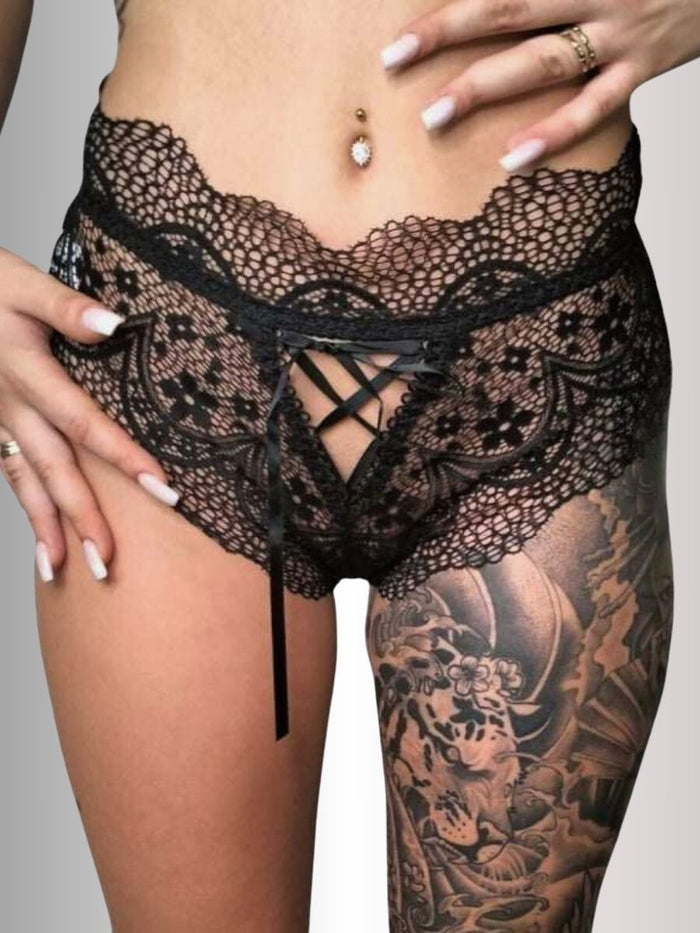 Ψηλόμεσο Brazil Slip Δαντελένιο με Ανάγλυφο Τελείωμα 🌹✨
