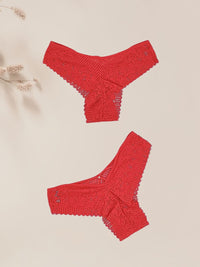 Plus Size Brazil Δαντελένιο Slip με Ανάγλυφα Τελειώματα και Strass