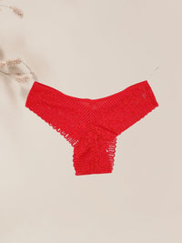 Plus Size Brazil Δαντελένιο Slip με Ανάγλυφα Τελειώματα και Strass