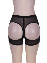 Μαύρο εσώρουχο boyshort με κοψίματα και butt lifter ενίσχυση – Juicy String