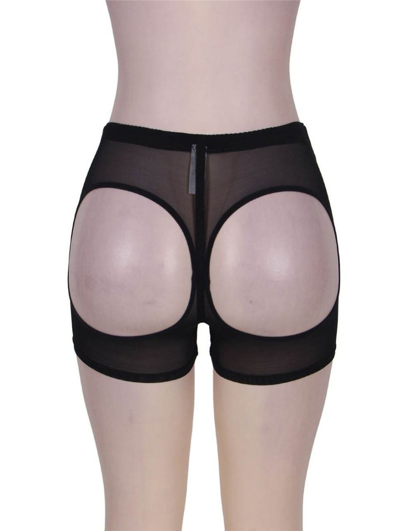 Μαύρο εσώρουχο boyshort με κοψίματα και butt lifter ενίσχυση – Juicy String