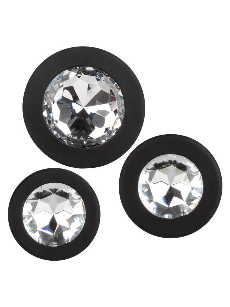 Σετ Butt Plugs Σιλικόνης με Πολυτελή Βάση με Λευκό Κρύσταλλο