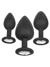Σετ Butt Plugs Σιλικόνης με Πολυτελή Βάση με Λευκό Κρύσταλλο
