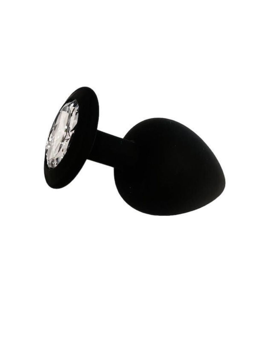 Σετ Butt Plugs Σιλικόνης με Πολυτελή Βάση με Λευκό Κρύσταλλο