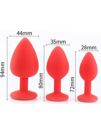Σετ Butt Plugs Σιλικόνης με Πολυτελή Βάση με Κρύσταλλο