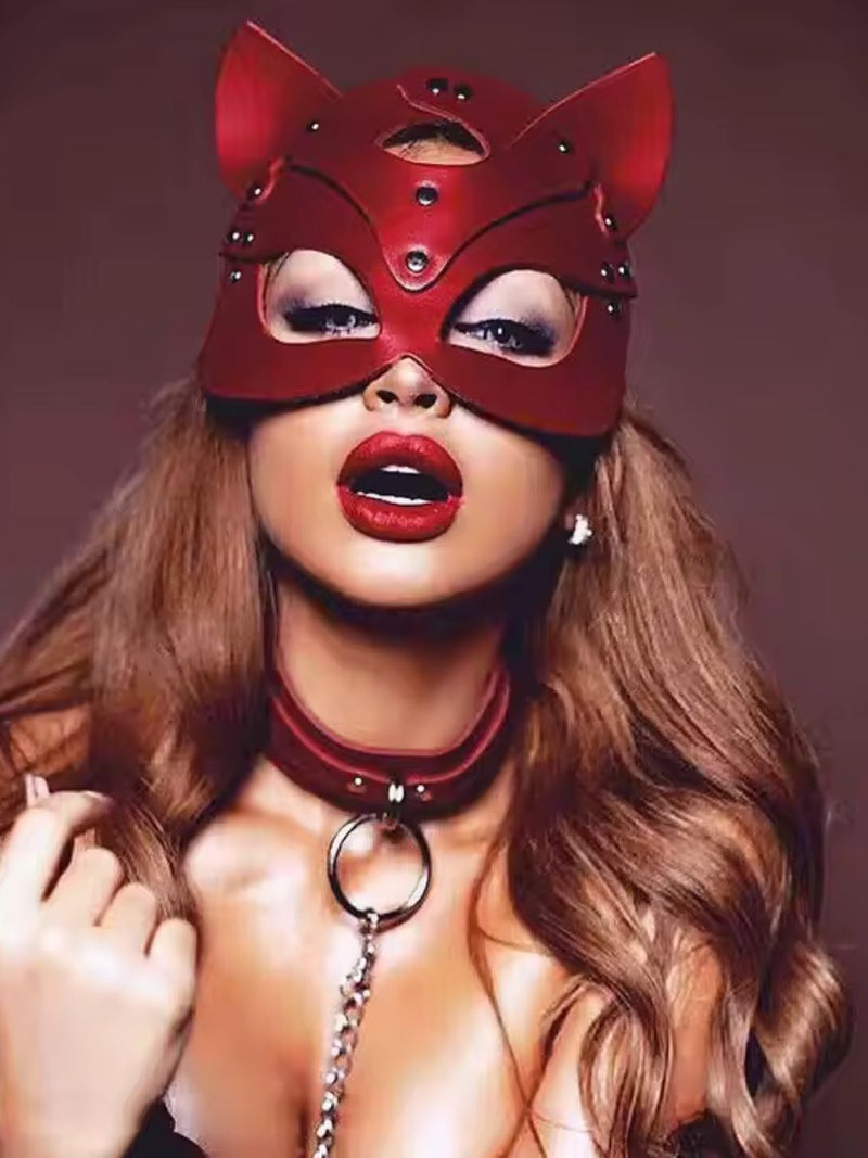 Sexy Cosplay Μάσκα Catwoman με Ασημένιες Λεπτομέρειες