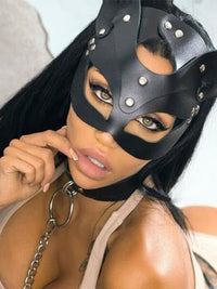 Sexy Cosplay Μάσκα Catwoman με Ασημένιες Λεπτομέρειες