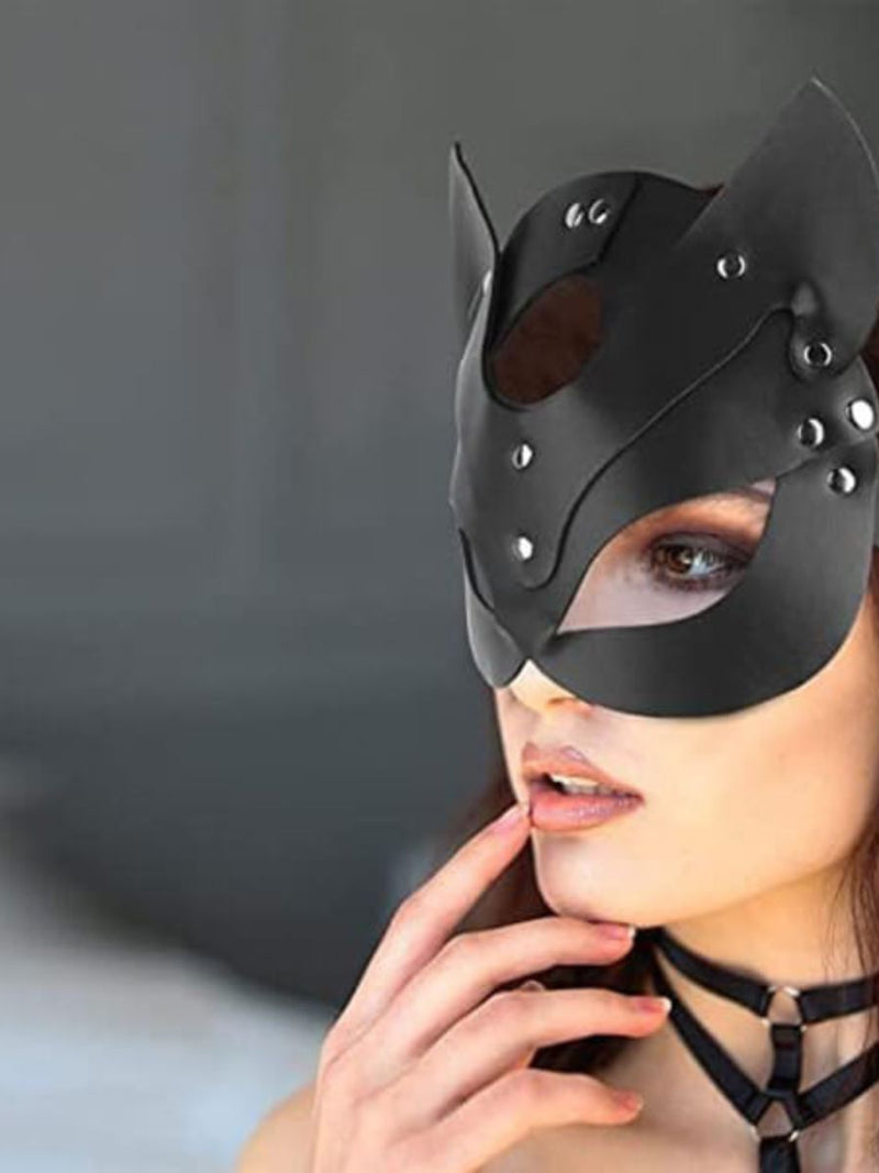 Sexy Cosplay Μάσκα Catwoman με Ασημένιες Λεπτομέρειες