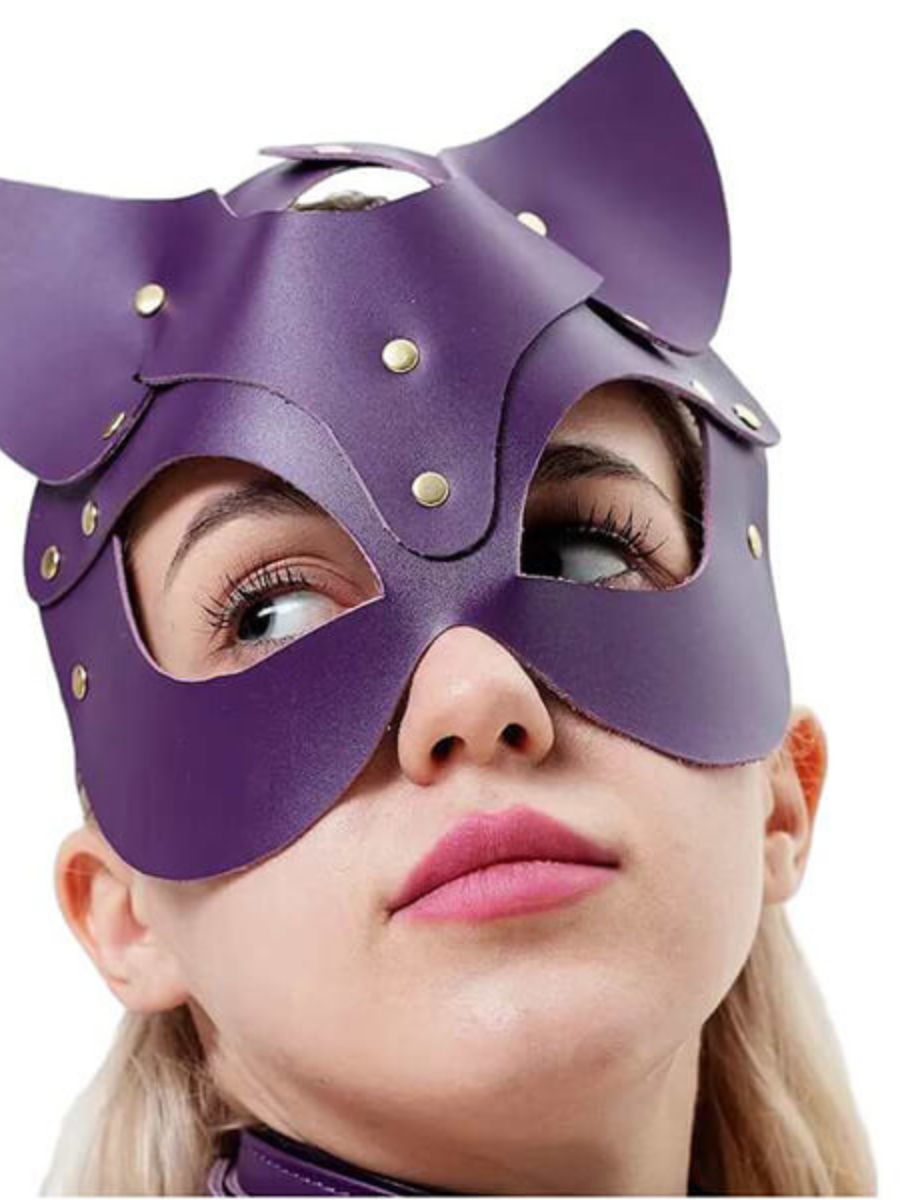 Sexy Cosplay Μάσκα Catwoman με Ασημένιες Λεπτομέρειες