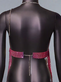 Εξώπλατο Crop Top με Strass και Βαθύ Ντεκολτέ