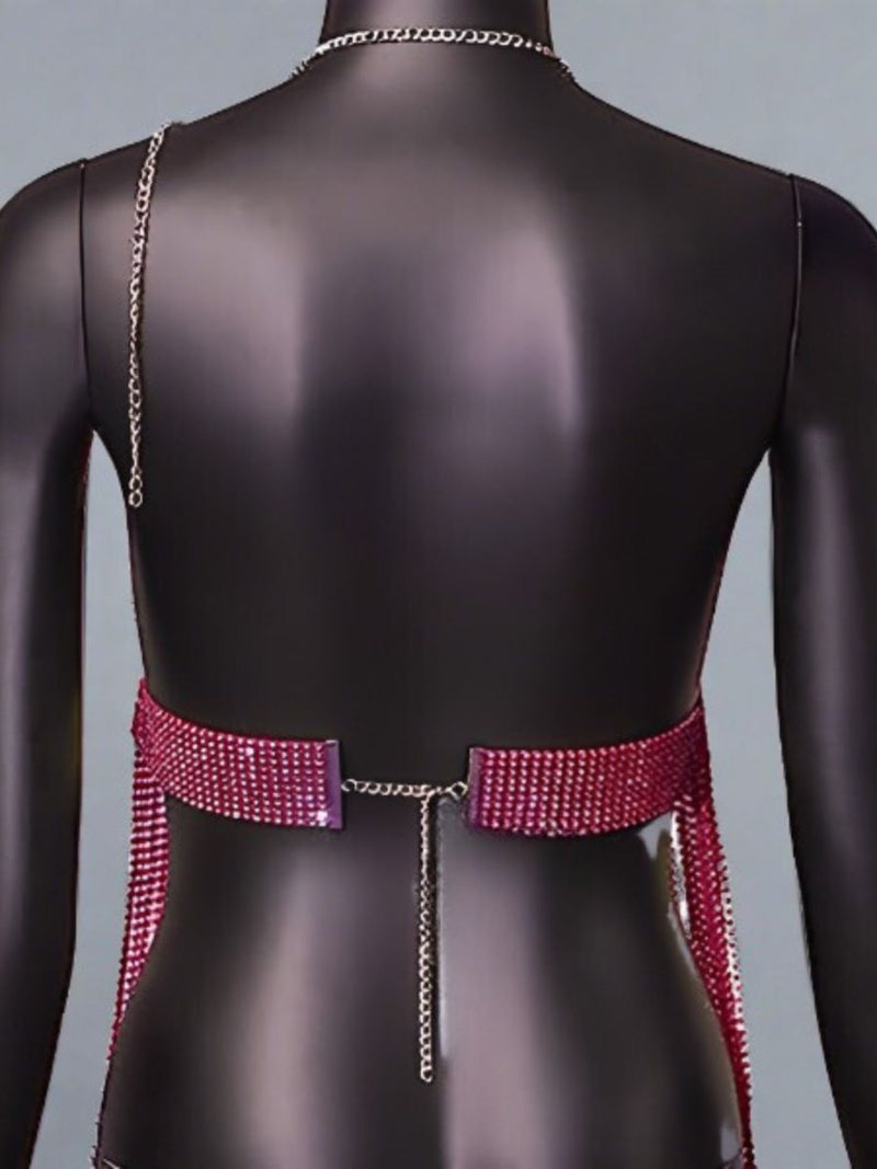 Εξώπλατο Crop Top με Strass και Βαθύ Ντεκολτέ