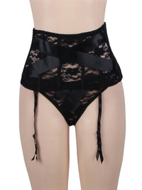 Σετ με δαντελένια ζαρτιέρα και floral string – Juicy String