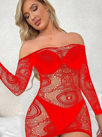 Mini floral bodystocking με μακριά μανίκια – one size sexy lingerie | Juicy String