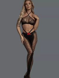 Ολόσωμο Bodystocking Halter Neck – Hollow Design🖤