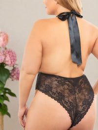 Μαύρο Κορμάκι με Δαντέλα και Διαφάνεια και Halter Design