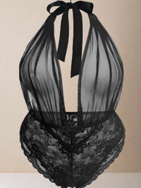 Μαύρο Κορμάκι με Δαντέλα και Διαφάνεια και Halter Design