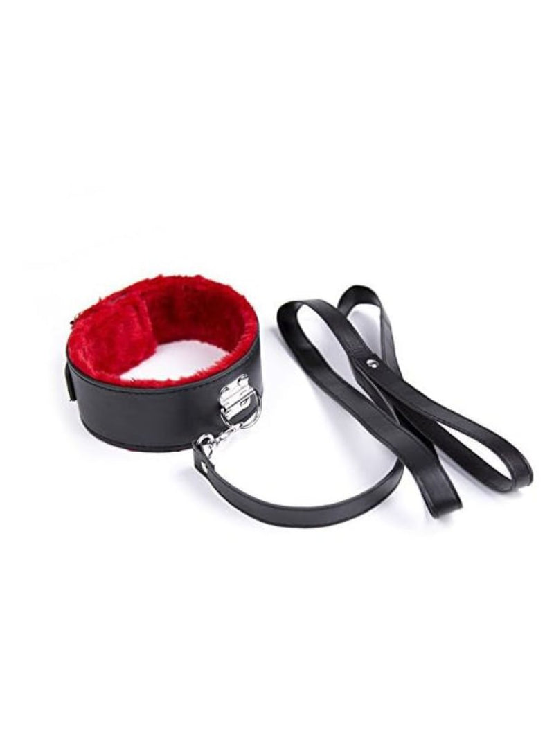 Μαύρο-Κόκκινο Kinky Σετ BDSM 8 Τεμάχια Με Γούνα