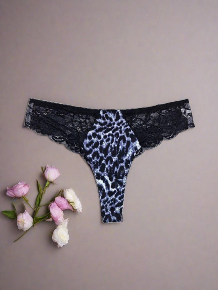 Δαντελένιο Γυναικείο String με Animal Print Μοτίβο