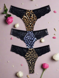 Δαντελένιο Γυναικείο String με Animal Print Μοτίβο
