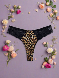 Δαντελένιο Γυναικείο String με Animal Print Μοτίβο
