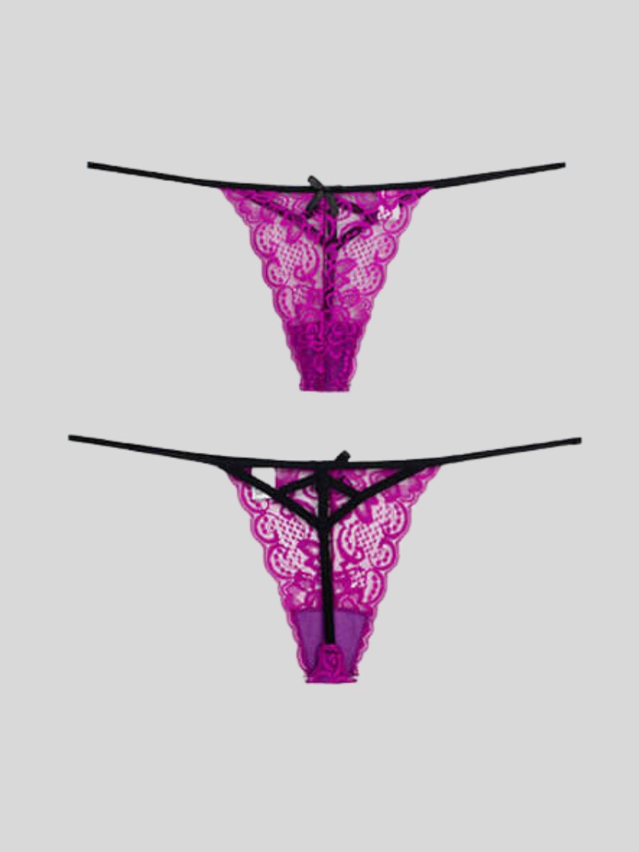 Δαντελένιο String με Κορδονάκι και Σχέδιο Πίσω – Juicy String