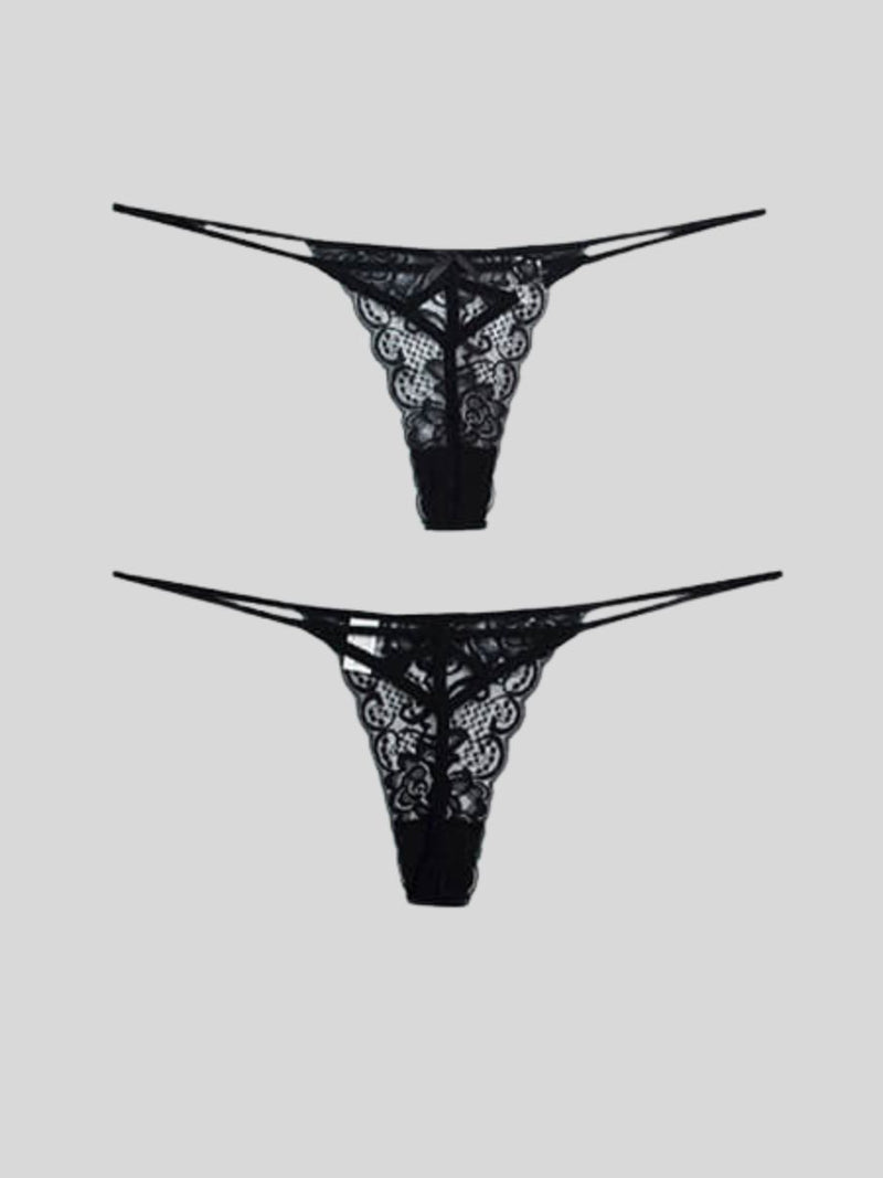 Δαντελένιο String με Κορδονάκι και Σχέδιο Πίσω – Juicy String