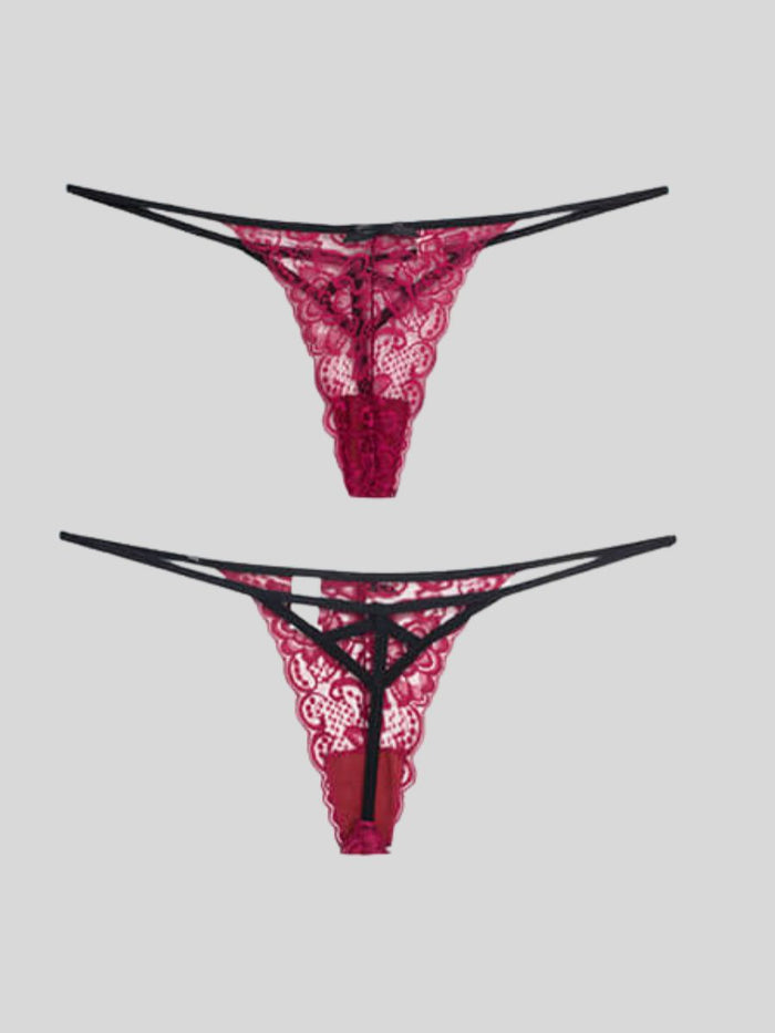 Δαντελένιο String με Κορδονάκι και Σχέδιο Πίσω – Juicy String