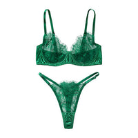 Δαντελένιο Set Σουτιέν και String με Κεντήματα