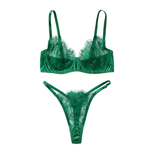Δαντελένιο Set Σουτιέν και String με Κεντήματα