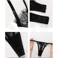 Δαντελένιο Set Σουτιέν και String με Κεντήματα