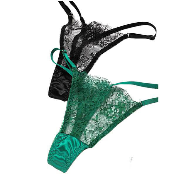 Δαντελένιο Set Σουτιέν και String με Κεντήματα