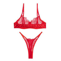 Δαντελένιο Set Σουτιέν και String με Κεντήματα