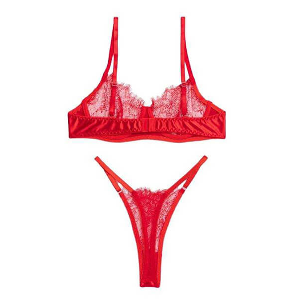 Δαντελένιο Set Σουτιέν και String με Κεντήματα