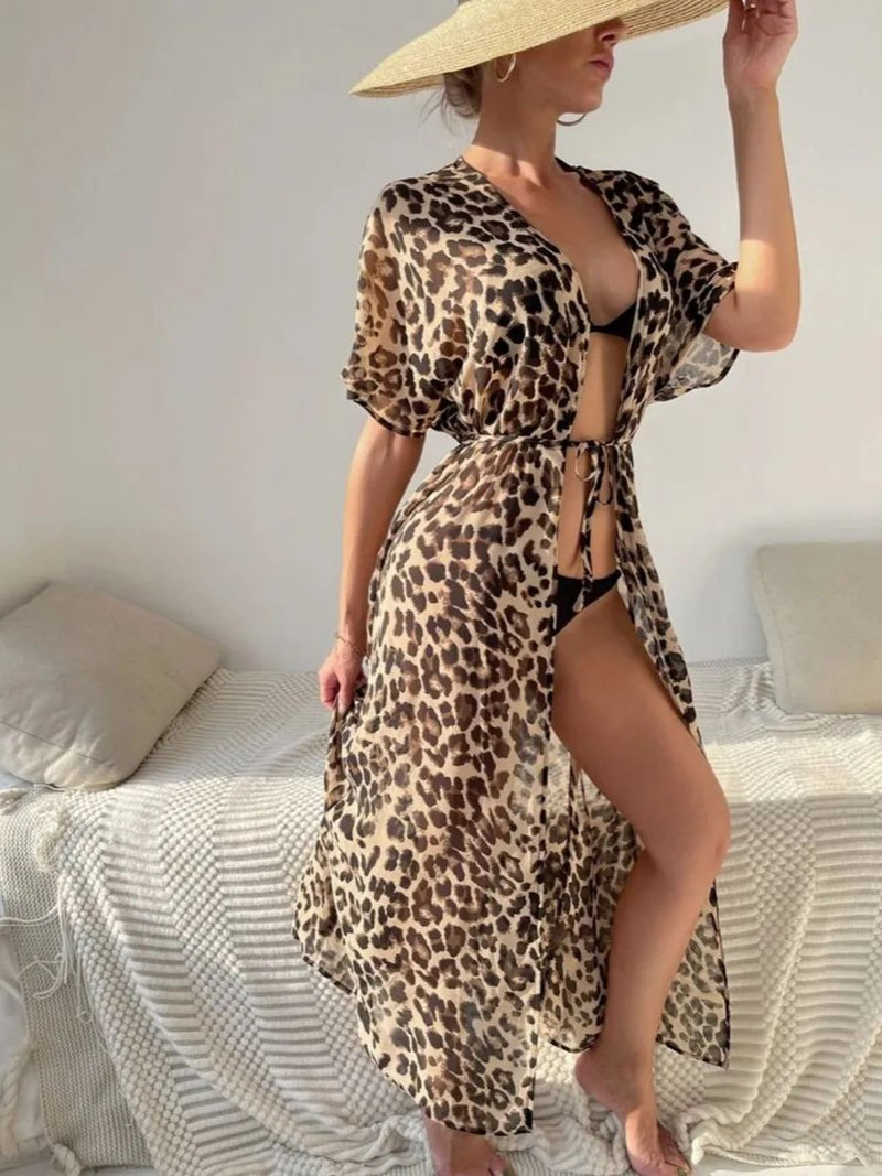 Μαύρο μπικίνι σετ 3 τεμαχίων με κιμονό Animal print – Juicy String