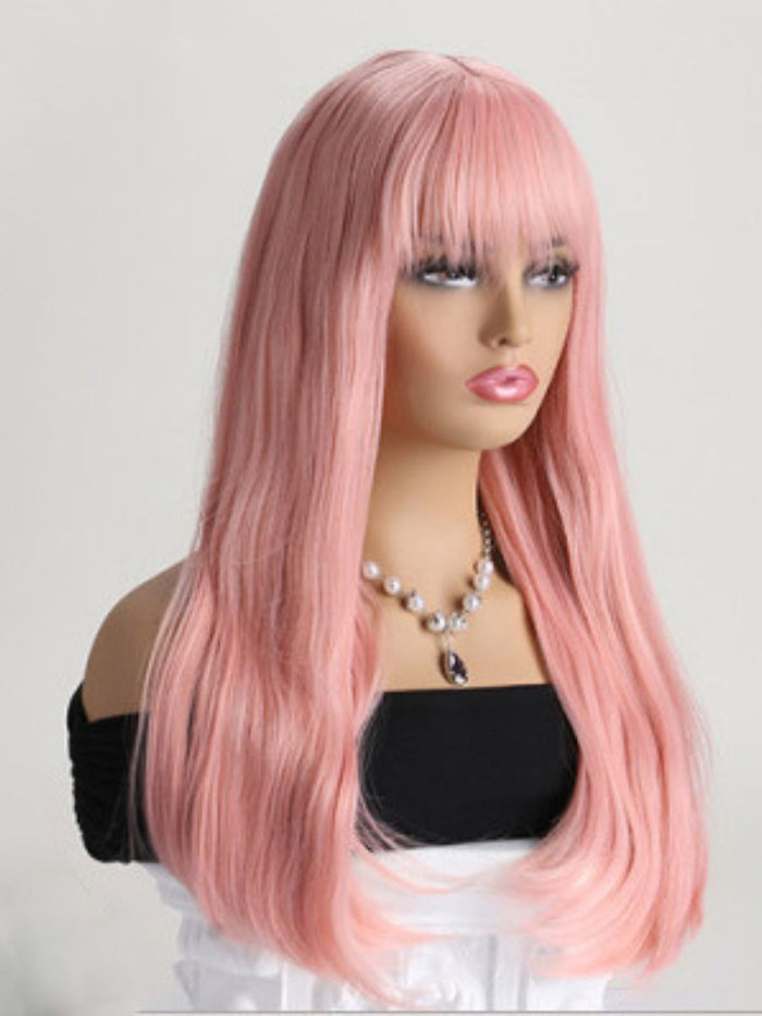 Μακριά Ίσια Περούκα Light Pink με Αφέλειες