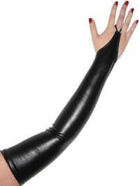 Μακριά Wetlook Μαύρα Fingerless Γάντια✨🖤