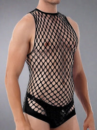 Ανδρικό Μαύρο Fishnet Κορμάκι